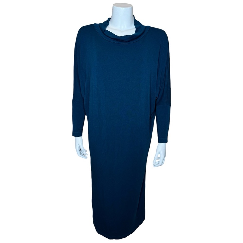 Bryn Walker Isle Dolman Midi Dress S Cowl Stretch Jersey Knit Blue